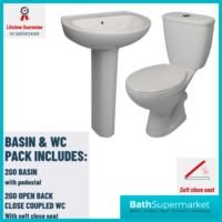 AquaVolere Essential 4 Piece Ceramic Toilet & Basin Bathroom Suite Set