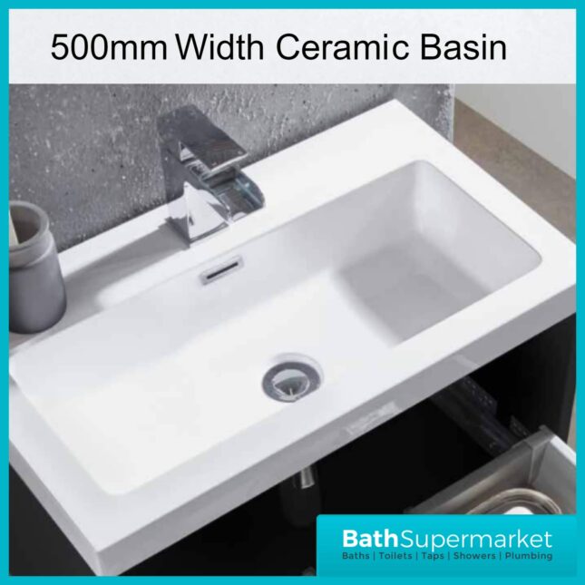 Sognare Muro Reed Green Wall Mounted Drawer Unit & Basin 500mm – Chrome Or Black Handle