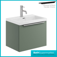 Sognare Muro Reed Green Wall Mounted Drawer Unit & Basin 500mm – Chrome Or Black Handle