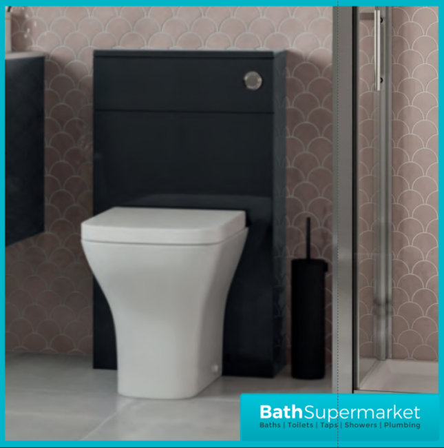 AquaVolere Viola Anthracite Gloss Back To Wall WC Toilet Unit 500mm
