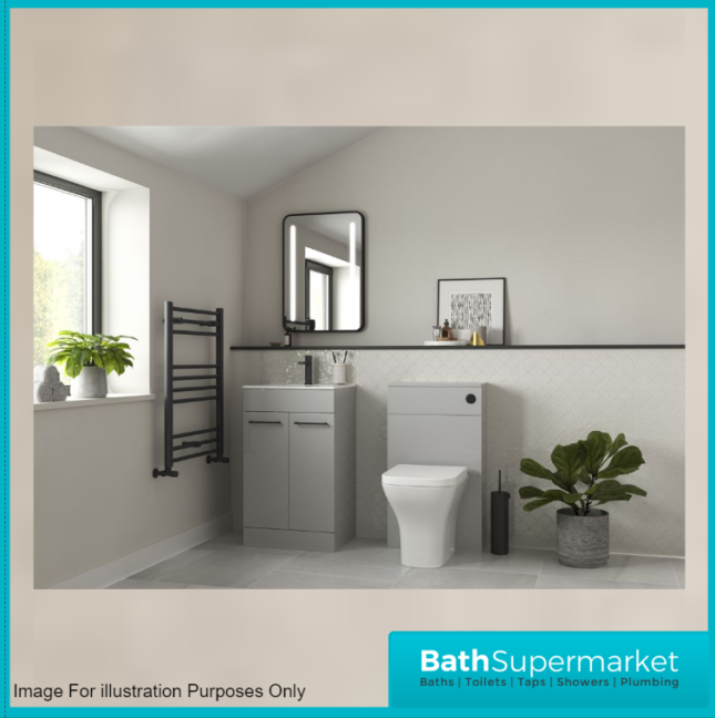 AquaVolere Viola Grey Gloss Floor Standing 2 Door Vanity Unit & Basin 610mm