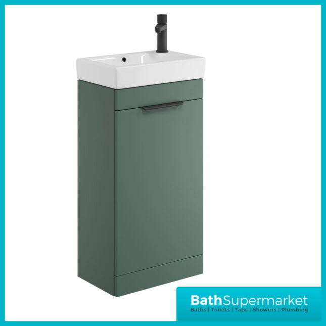 Sognare Amour Reed Green Freestanding Cloakroom Storage Cabinet Floor Mounted Unit & Basin 450mm With Handle Colour Choice
