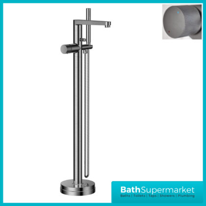 Sognare Fluted Koko Gunmetal Floor Mounted Bath Shower Handset Mixer Freestanding Tap