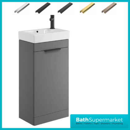 Sognare Amour Dust Grey Freestanding Cloakroom Storage Cabinet Floor Mounted Unit & Basin 450mm With Handle Colour Choice