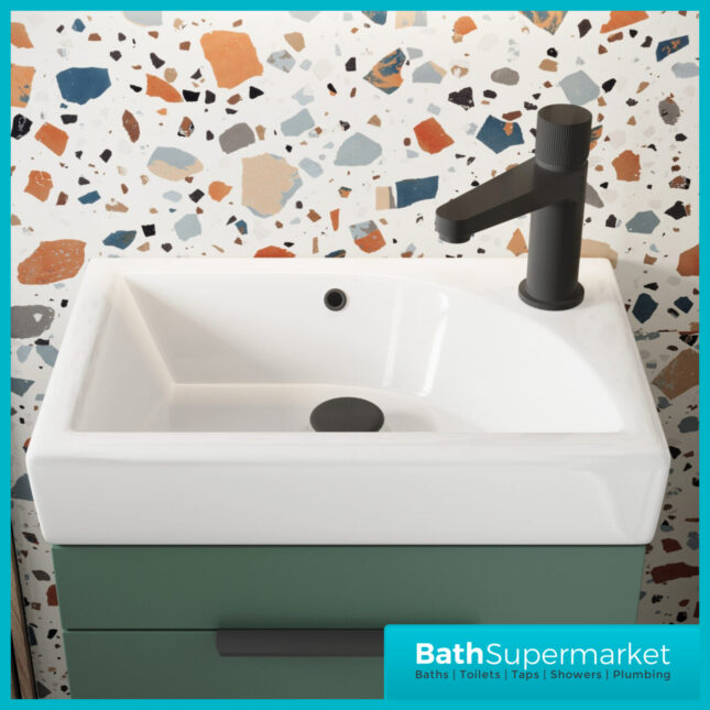Sognare Amour Gloss White Freestanding Cloakroom Storage Cabinet Floor Mounted Unit & Basin 450mm With Handle Colour Choice