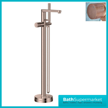 Sognare Fluted Koko Brushed Bronze Floor Mounted Bath Shower Handset Mixer Freestanding Tap