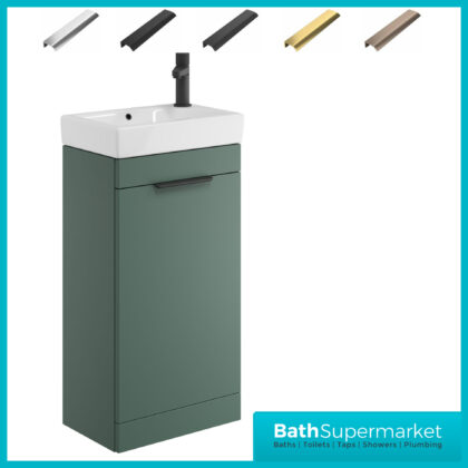 Sognare Amour Reed Green Freestanding Cloakroom Storage Cabinet Floor Mounted Unit & Basin 450mm With Handle Colour Choice