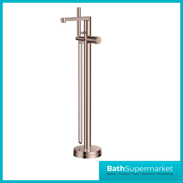 Sognare Fluted Koko Brushed Bronze Floor Mounted Bath Shower Handset Mixer Freestanding Tap
