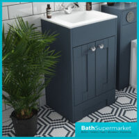Traditional Timeless Blue Ash Vanity Basin Unit 600mm & Colour Knurled Handles