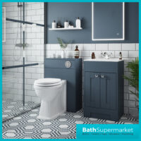 Traditional Blue Ash Vanity Basin Cabinet 600mm With Choice Of Knurled Handles & WC Unit