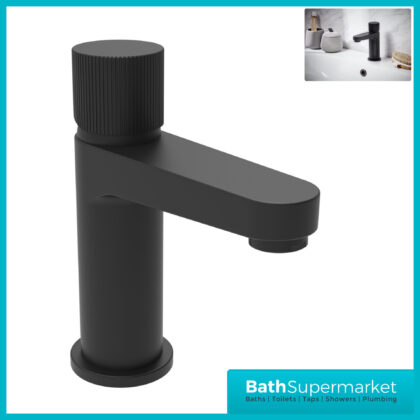 Fluted Koko Matt Black Deck Mounted Mono Basin Mixer Tap