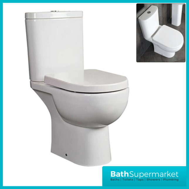 Rak Tonique White Close Coupled Full Access Open Back WC Toilet Pan, Cistern With Soft Close Seat