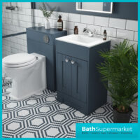 Traditional Blue Ash Vanity Basin Cabinet 600mm With Choice Of Knurled Handles & WC Unit