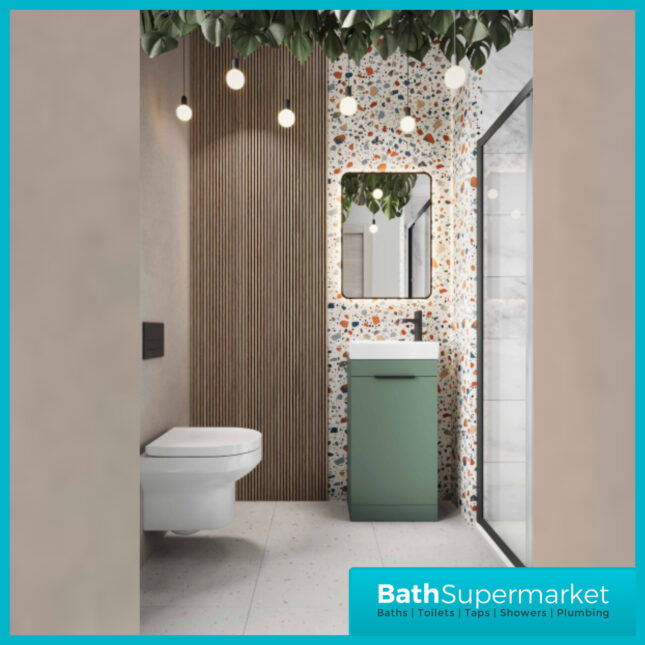 Sognare Amour Reed Green Freestanding Cloakroom Storage Cabinet Floor Mounted Unit & Basin 450mm With Handle Colour Choice
