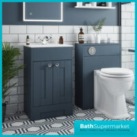 Traditional Blue Ash Vanity Basin Cabinet 600mm With Choice Of Knurled Handles & WC Unit