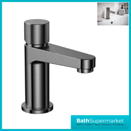 Fluted Koko Gunmetal Deck Mounted Mini Mono Small Basin Mixer Tap
