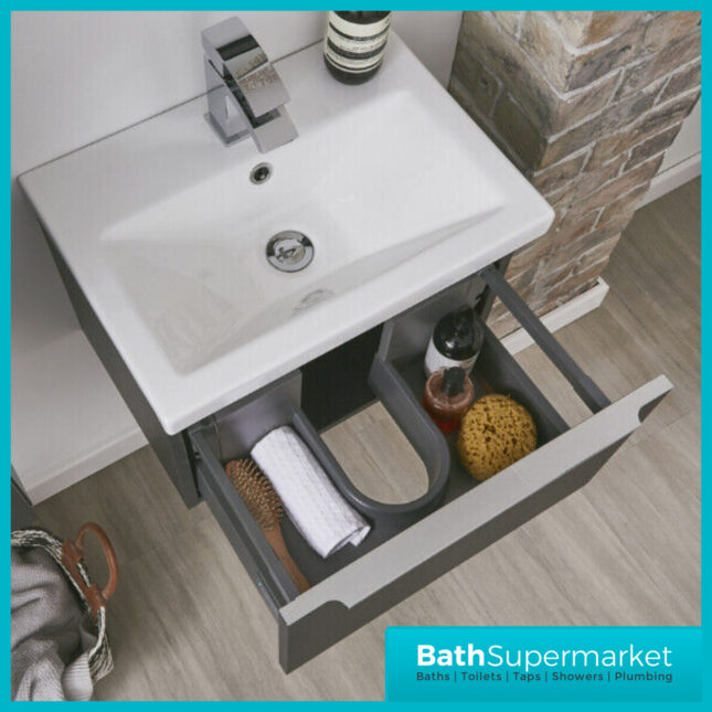 Sognare Muro Reed Green Wall Mounted Drawer Unit & Basin 500mm – Chrome Or Black Handle