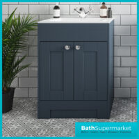 Traditional Timeless Blue Ash Vanity Basin Unit 600mm & Colour Knurled Handles
