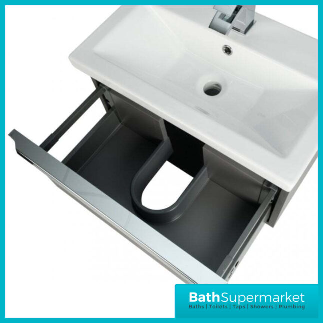 Sognare Muro Reed Green Wall Mounted Drawer Unit & Basin 500mm – Chrome Or Black Handle