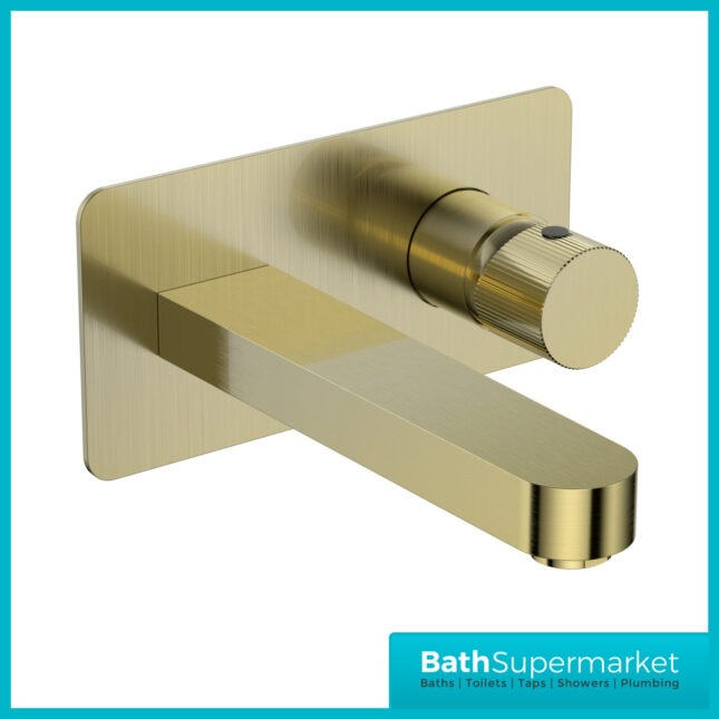 Sognare Fluted Koko Brushed Brass Wall Mounted Basin Mixer Tap