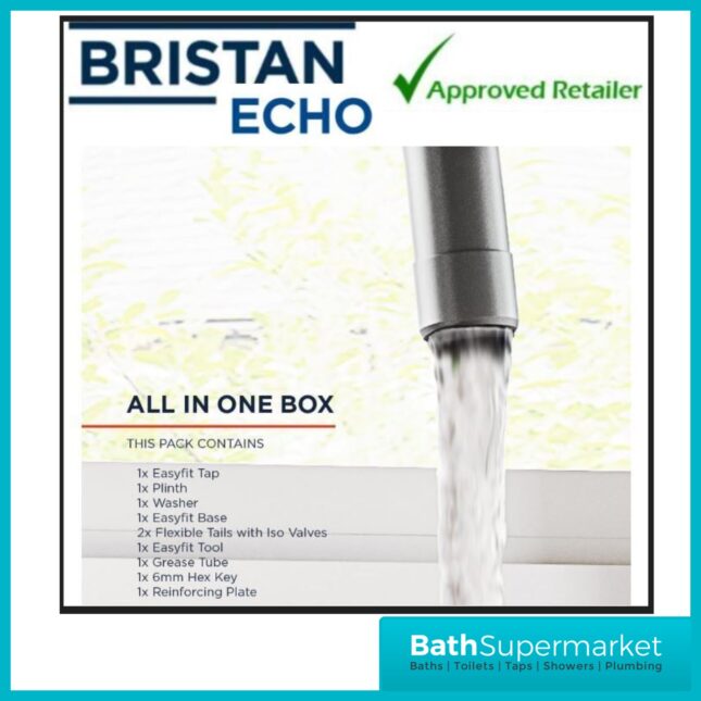 Bristan Echo Chrome Swan Neck Easy Fit Twin Lever Kitchen Sink Mixer Tap