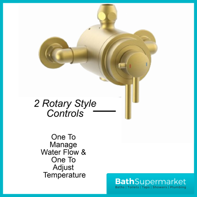 Tailored Traditional Brushed Brass Thermostatic Exposed Valve Handset Mixer Shower