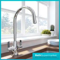 Bristan Echo Chrome Swan Neck Easy Fit Twin Lever Kitchen Sink Mixer Tap