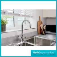 Bristan Echo Chrome Swan Neck Easy Fit Twin Lever Kitchen Sink Mixer Tap