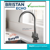 Bristan Echo Gunmetal Swan Neck Easy Fit Twin Lever Kitchen Sink Mixer Tap