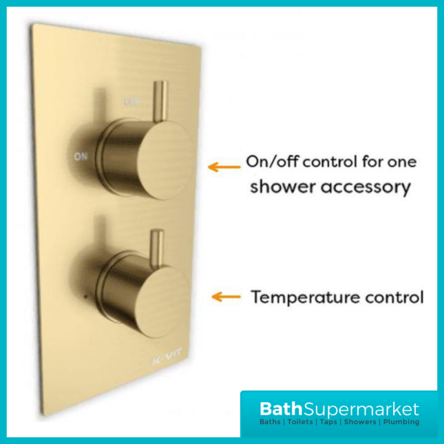 Kartell Ottone Brushed Brass Round Concealed Thermostatic Twin Shower Valve