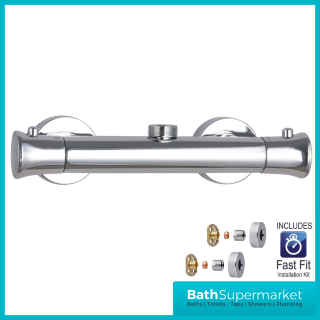 Tailored Ocra Brushed Brass Round Top Outlet Thermoststic Bar Mixer Shower Valve