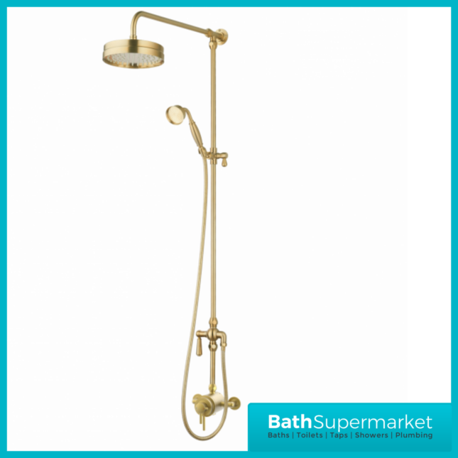 Tailored Traditional Brushed Brass Thermostatic Exposed Valve Handset Mixer Shower