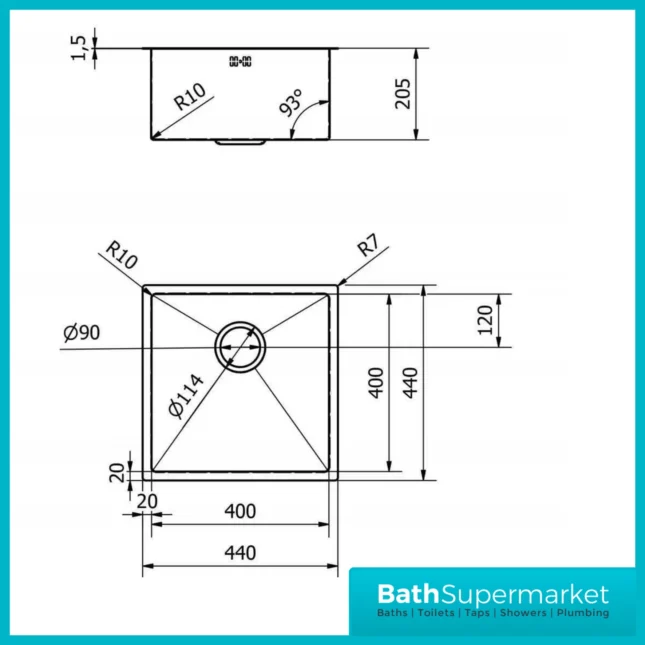 Ellsi Elite Brushed Brass 1.0 Bowl Undermount-Inset Kitchen Sink Incl. Basket Strainer Waste