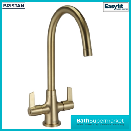 Bristan Echo Swan Neck Easy Fit Twin Lever Kitchen Sink Mixer Tap