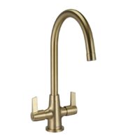 Bristan Echo Brushed Brass Swan Neck Easyfit Twin Lever Kitchen Sink Mixer Tap - Image 14
