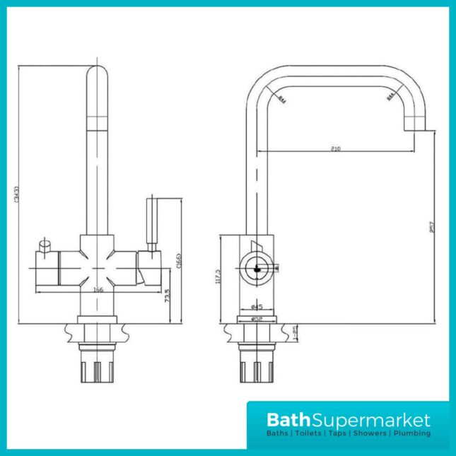 Ellsi Brushed Steel 4-in-1 Instant Boiling Hot Water Kitchen Mixer Tap System Kit