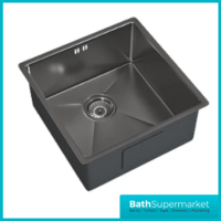 Ellsi Elite Brushed Gunmetal 1.0 Bowl Undermount-Inset Kitchen Sink Incl. Basket Strainer Waste