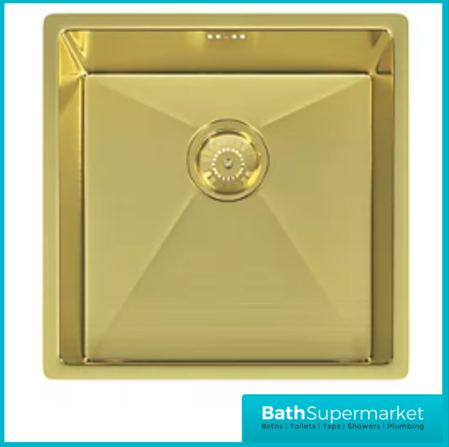 Ellsi Elite Brushed Brass 1.0 Bowl Undermount-Inset Kitchen Sink Incl. Basket Strainer Waste