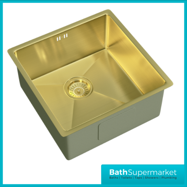 Ellsi Elite Brushed Brass 1.0 Bowl Undermount-Inset Kitchen Sink Incl. Basket Strainer Waste