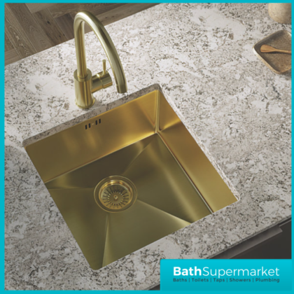 Ellsi Elite Brushed Brass 1.0 Bowl Undermount-Inset Kitchen Sink Incl. Basket Strainer Waste