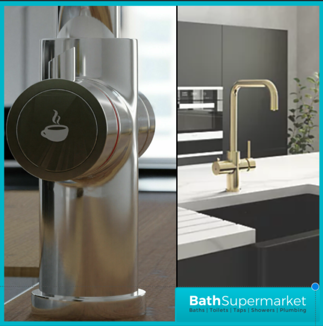 Ellsi Brushed Steel 4-in-1 Instant Boiling Hot Water Kitchen Mixer Tap System Kit