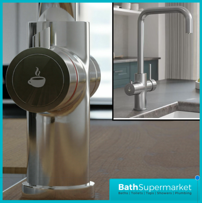 Ellsi Brushed Steel 4-in-1 Instant Boiling Hot Water Kitchen Mixer Tap System Kit