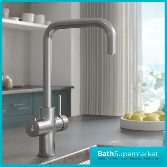 Ellsi Brushed Steel 4-in-1 Instant Boiling Hot Water Kitchen Mixer Tap System Kit