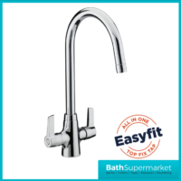 Bristan Echo Chrome Swan Neck Easyfit Mono Twin Lever Kitchen Sink Mixer Tap - Image 12