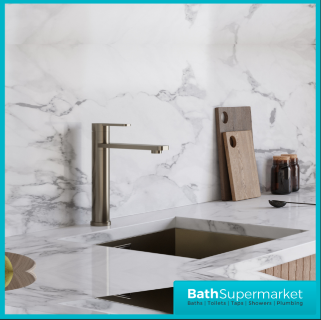 Ellsi Luxus Brushed Steel Top Single Lever Kitchen Sink Mono Mixer Tap