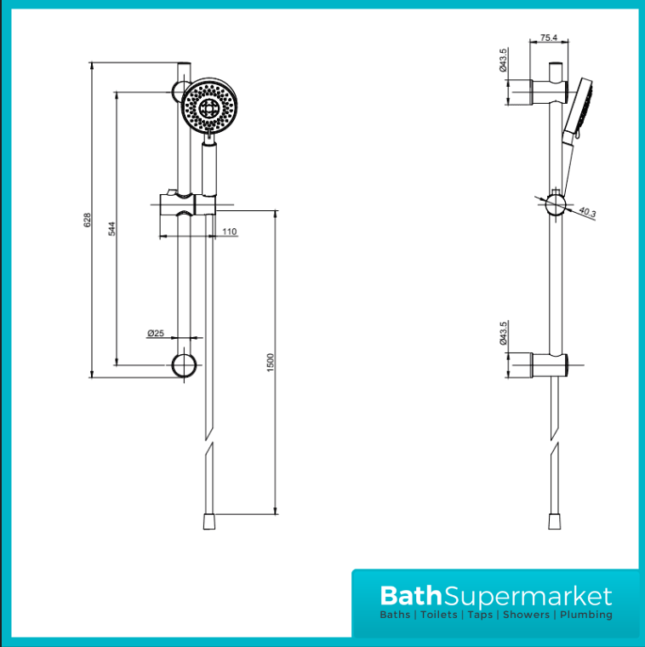 Aeris Brushed Brass Round Concealed Valve Wall Drencher Slide Rail Handset Shower Kit