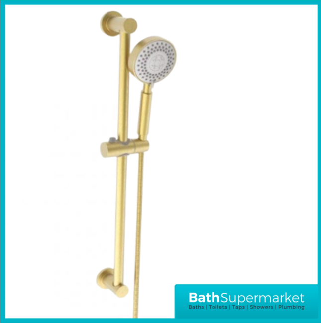 Kartell Ottone Brushed Brass Round Concealed Thermostatic Valve Shower Slide Rail Handset Kit