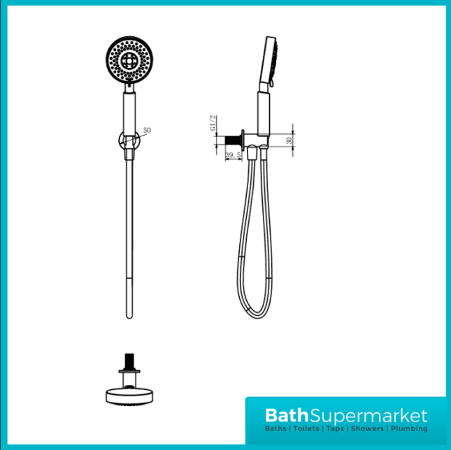 Aeris Brushed Brass Round Concealed Thermostatic Diverter Valve Handset Bracket Shower Kit