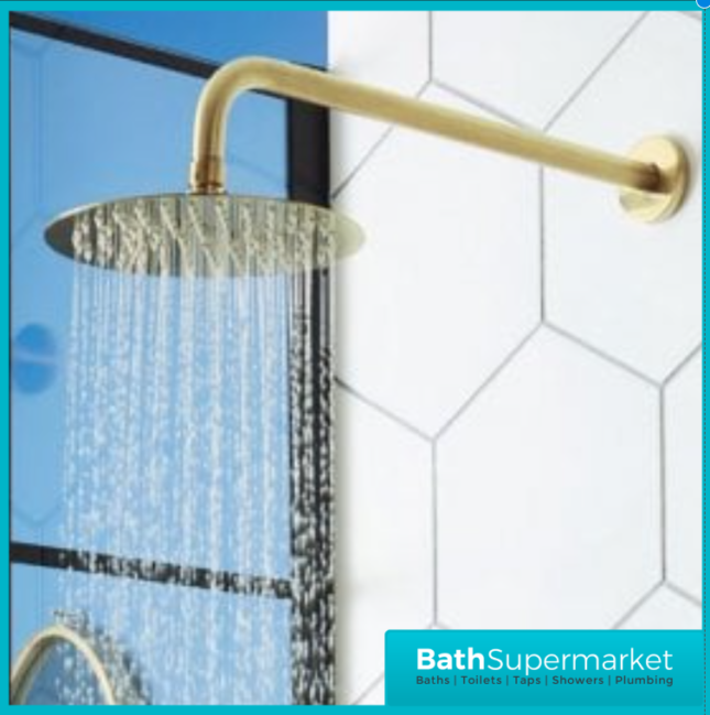 Aeris Brushed Brass Round Concealed Valve Wall Drencher Slide Rail Handset Shower Kit