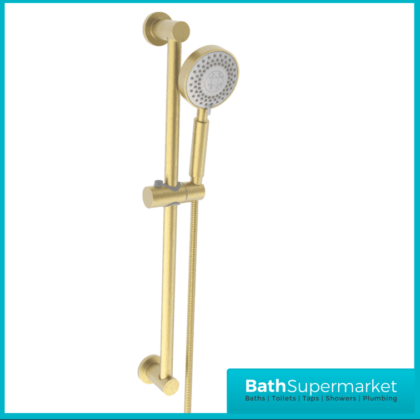 Aeris Brushed Brass Round Concealed Valve Wall Drencher Slide Rail Handset Shower Kit